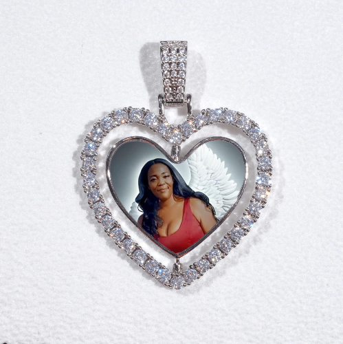 3D Spinning 2-Faced Heart Custom Picture Pendant