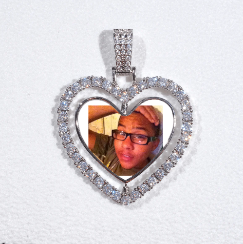 3D Spinning 2-Faced Heart Custom Picture Pendant