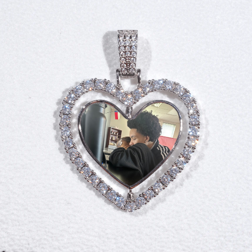 3D Spinning 2-Faced Heart Custom Picture Pendant