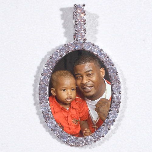 Large 3D Oval Custom Picture Pendant