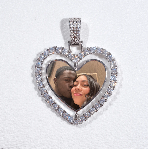 3D Spinning 2-Faced Heart Custom Picture Pendant