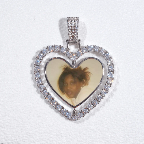 3D Spinning 2-Faced Heart Custom Picture Pendant