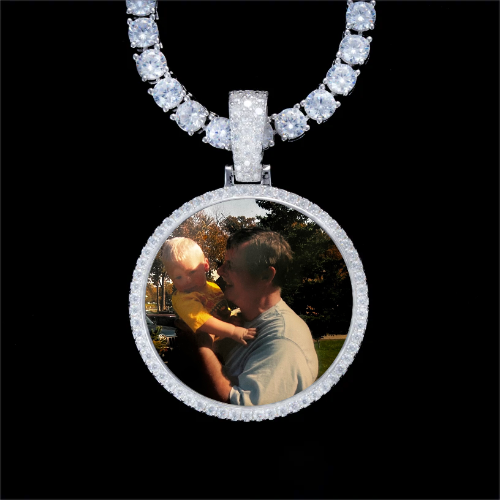 925S & VVS Moissanite 3D Circle Custom Picture Pendant