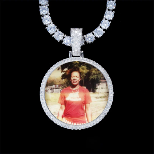 925S & VVS Moissanite 3D Circle Custom Picture Pendant