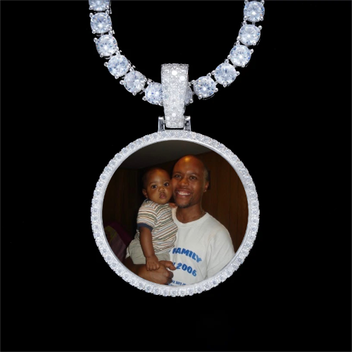 925S & VVS Moissanite 3D Circle Custom Picture Pendant