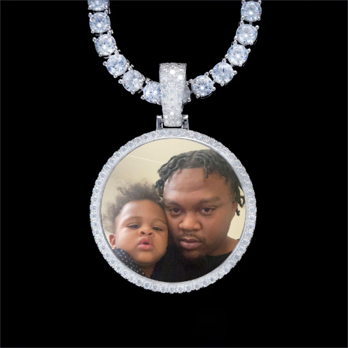 925S & VVS Moissanite 3D Circle Custom Picture Pendant