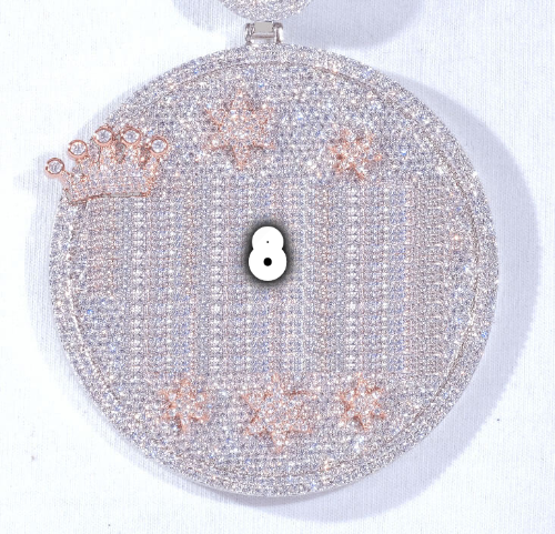 CUSTOM LETTER NECKLACE 3D BIG CROWN DISC