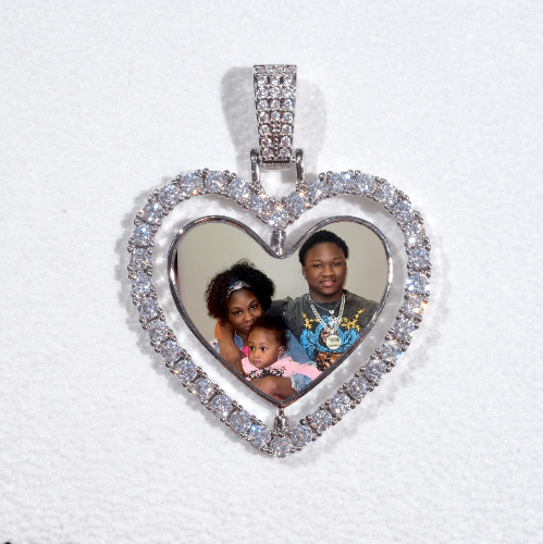 3D Spinning 2-Faced Heart Custom Picture Pendant