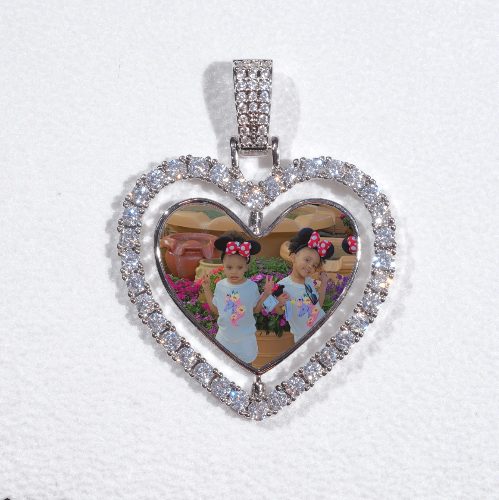 3D Spinning 2-Faced Heart Custom Picture Pendant