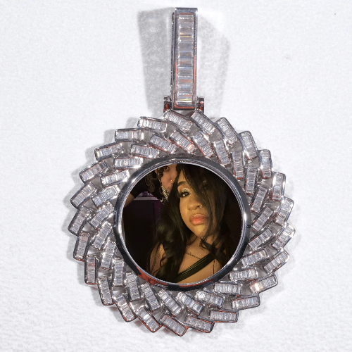 Large 3D Baguette Custom Picture Pendant