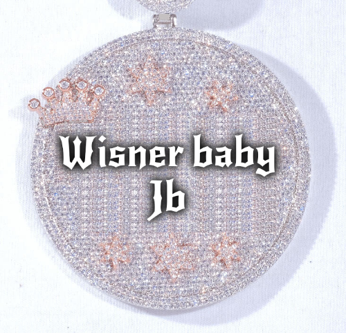 CUSTOM LETTER NECKLACE 3D BIG CROWN DISC