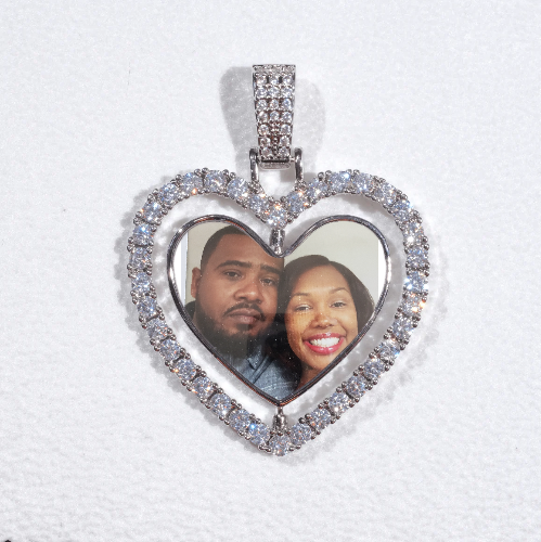 3D Spinning 2-Faced Heart Custom Picture Pendant