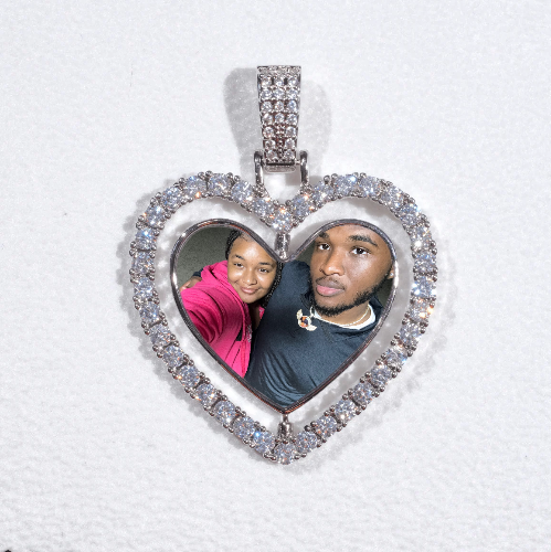 3D Spinning 2-Faced Heart Custom Picture Pendant
