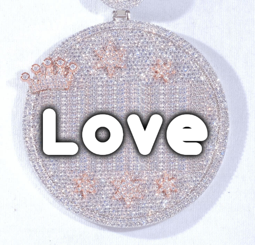 CUSTOM LETTER NECKLACE 3D BIG CROWN DISC