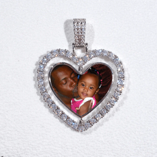 3D Spinning 2-Faced Heart Custom Picture Pendant