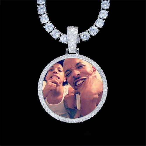 925S & VVS Moissanite 3D Circle Custom Picture Pendant