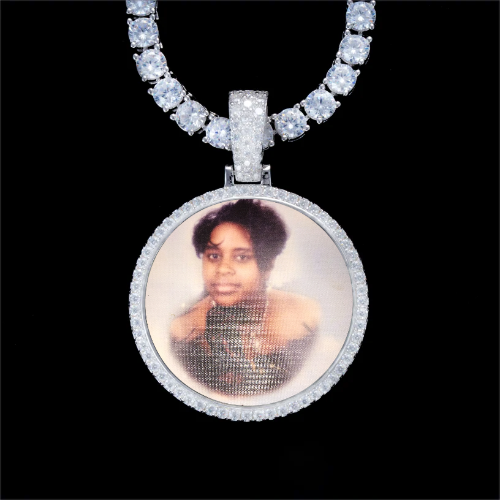 925S & VVS Moissanite 3D Circle Custom Picture Pendant
