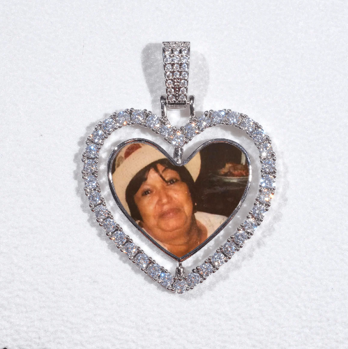 3D Spinning 2-Faced Heart Custom Picture Pendant