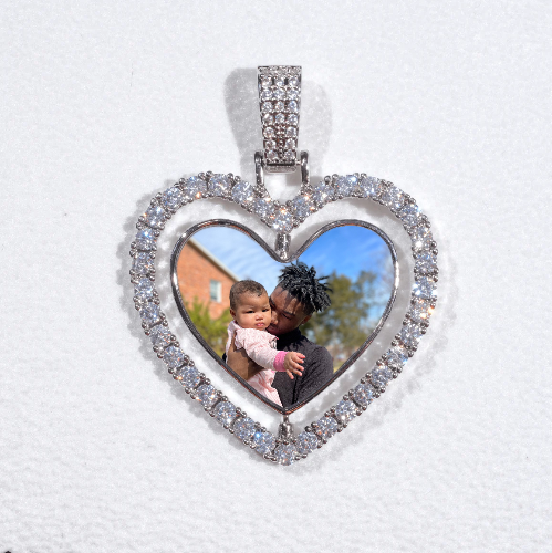 3D Spinning 2-Faced Heart Custom Picture Pendant