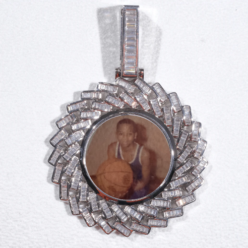 Large 3D Baguette Custom Picture Pendant