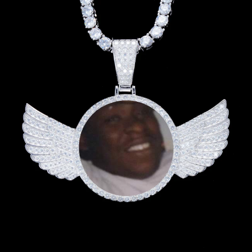 925S & VVS Moissanite 3D Wing Custom Picture Pendant