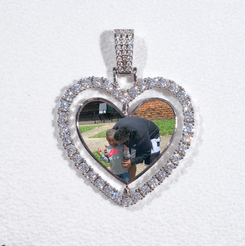3D Spinning 2-Faced Heart Custom Picture Pendant