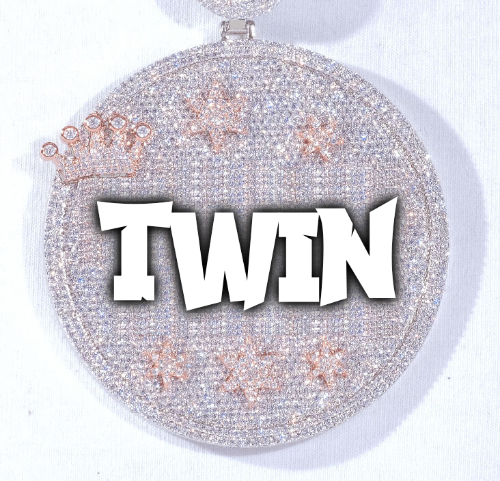 CUSTOM LETTER NECKLACE 3D BIG CROWN DISC