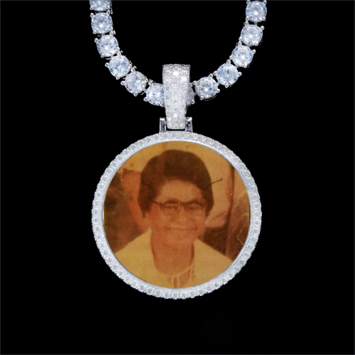 925S & VVS Moissanite 3D Circle Custom Picture Pendant