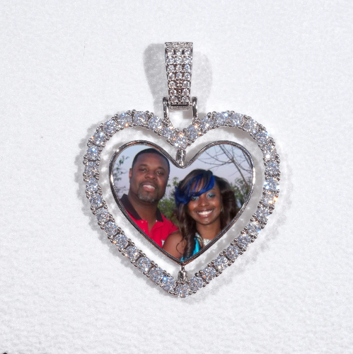 3D Spinning 2-Faced Heart Custom Picture Pendant