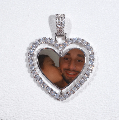 3D Spinning 2-Faced Heart Custom Picture Pendant