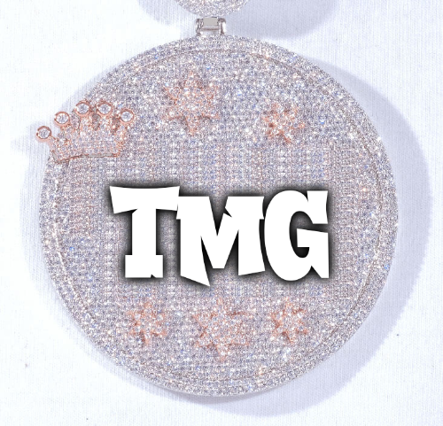 CUSTOM LETTER NECKLACE 3D BIG CROWN DISC