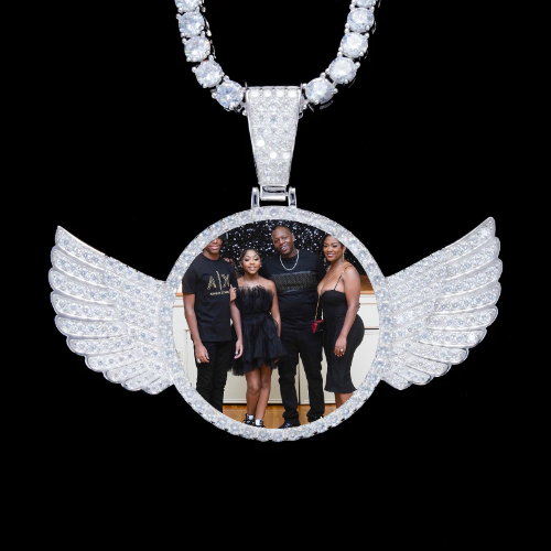 925S & VVS Moissanite 3D Wing Custom Picture Pendant