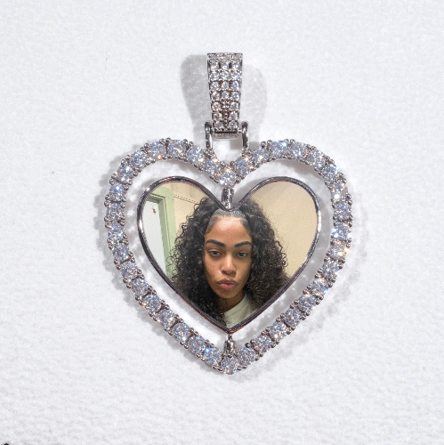 3D Spinning 2-Faced Heart Custom Picture Pendant