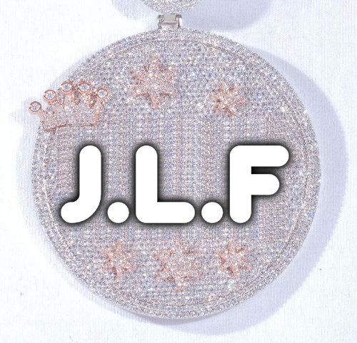 CUSTOM LETTER NECKLACE 3D BIG CROWN DISC