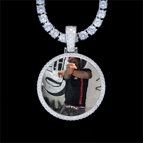 925S & VVS Moissanite 3D Circle Custom Picture Pendant