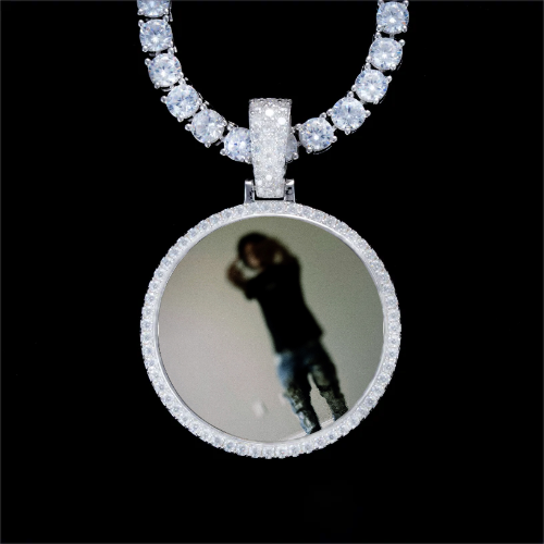 925S & VVS Moissanite 3D Circle Custom Picture Pendant