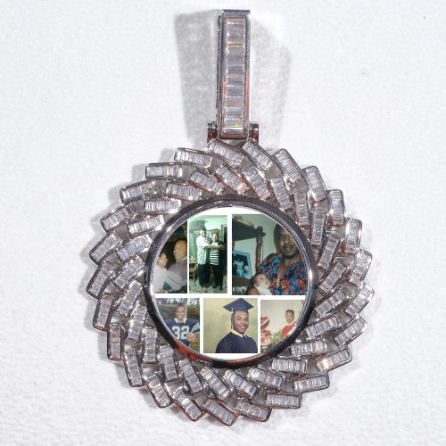 Large 3D Baguette Custom Picture Pendant