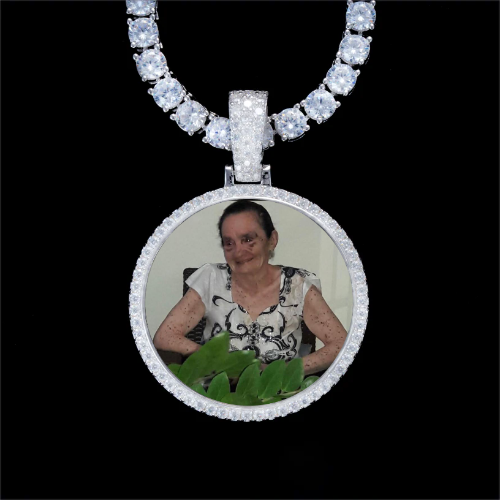 925S & VVS Moissanite 3D Circle Custom Picture Pendant