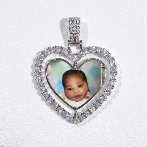 3D Spinning 2-Faced Heart Custom Picture Pendant