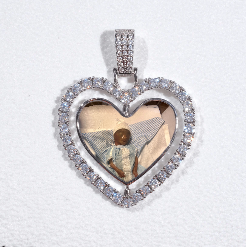 3D Spinning 2-Faced Heart Custom Picture Pendant