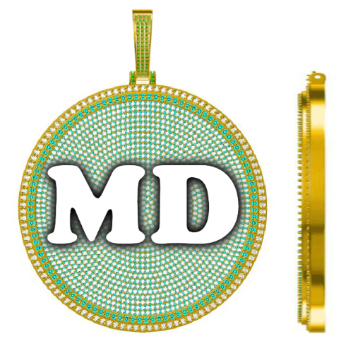 CUSTOM LETTER NECKLACE 3D BIG DISC