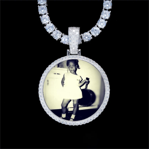 925S & VVS Moissanite 3D Circle Custom Picture Pendant