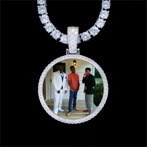 925S & VVS Moissanite 3D Circle Custom Picture Pendant