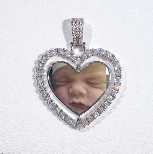 3D Spinning 2-Faced Heart Custom Picture Pendant