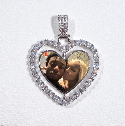 3D Spinning 2-Faced Heart Custom Picture Pendant
