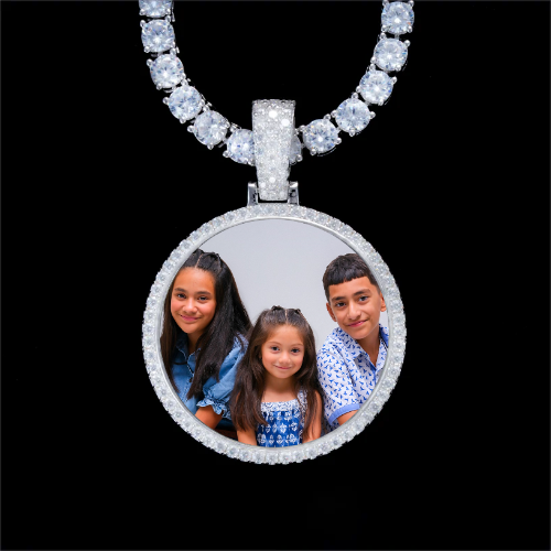 925S & VVS Moissanite 3D Circle Custom Picture Pendant