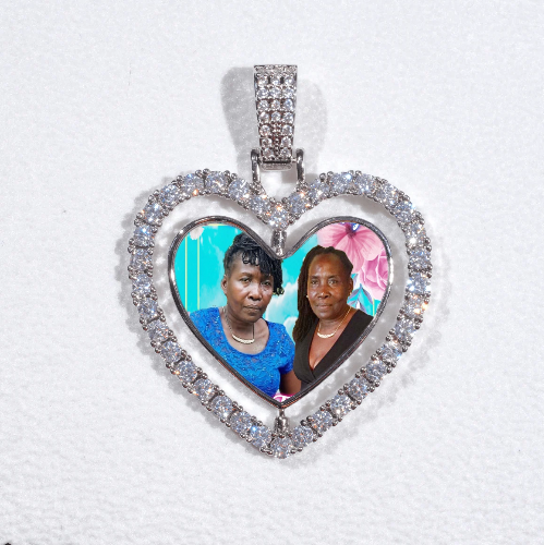 3D Spinning 2-Faced Heart Custom Picture Pendant