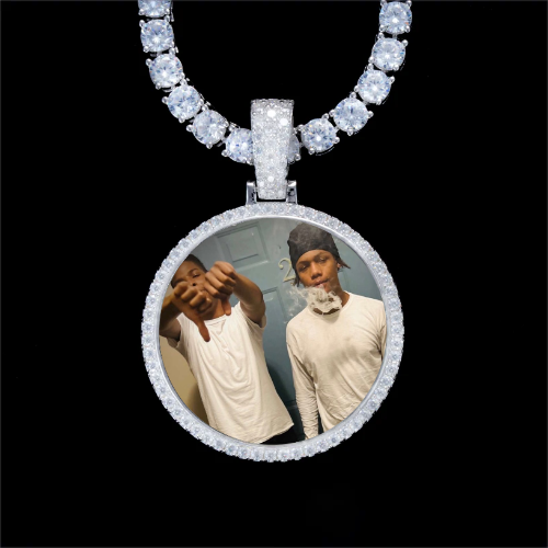925S & VVS Moissanite 3D Circle Custom Picture Pendant
