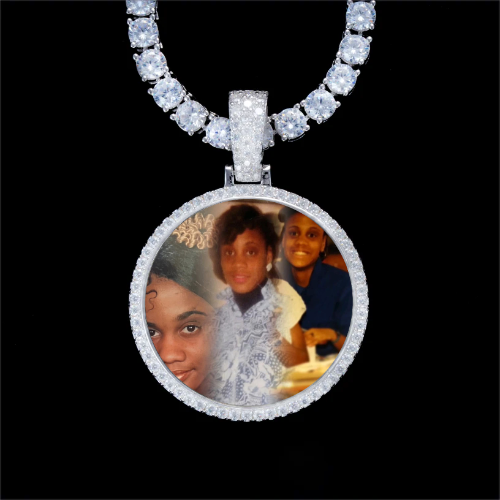 925S & VVS Moissanite 3D Circle Custom Picture Pendant