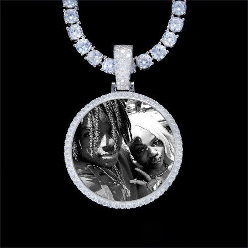 925S & VVS Moissanite 3D Circle Custom Picture Pendant
